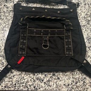 RARE authentic Vintage Tripp NYC messenger crossbody bag. Olive green & black.